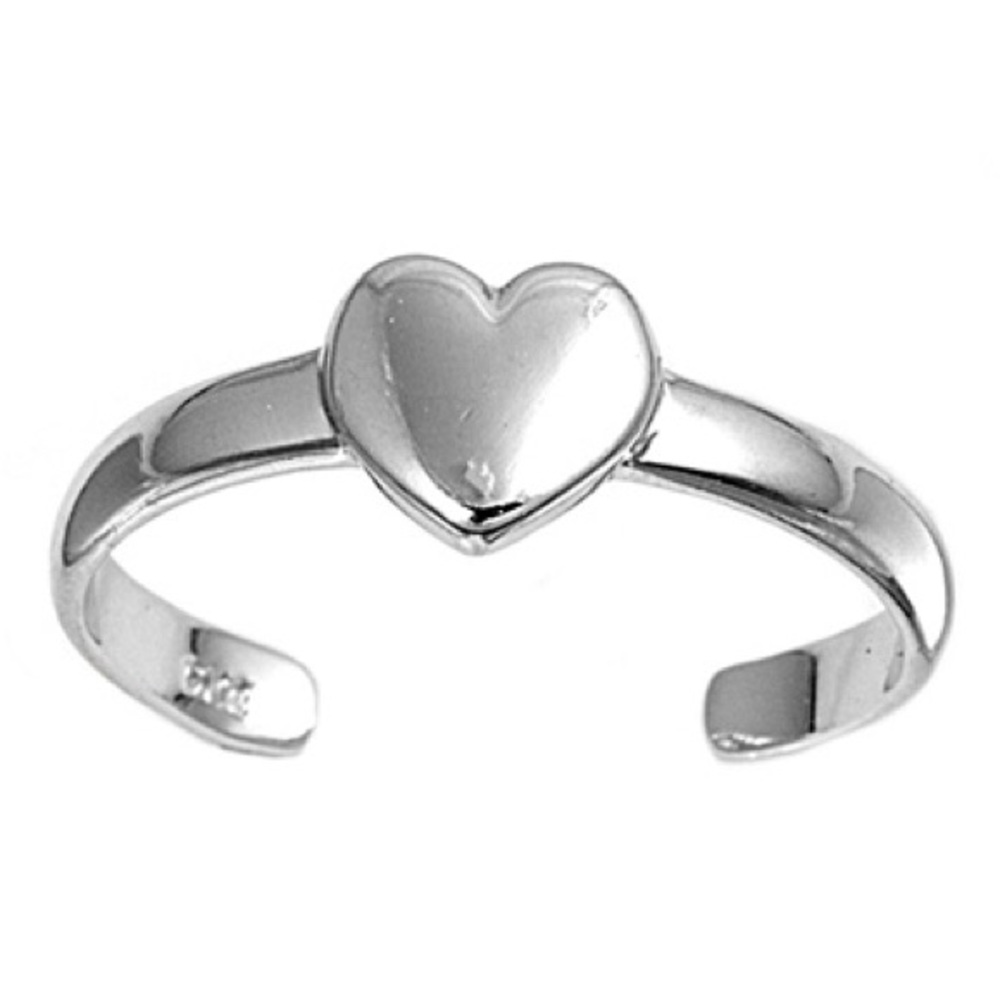 Sterling Silver Solid Heart Toe Ring, Love Ring - image 4